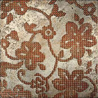 Мрамор Petra Antiqua Lacche 2 CORK Fondo Argento Decoro Travertino Rosso 30,5 x 30,5