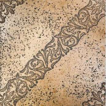 Мрамор Petra Antiqua Lacche 1 SCROLL Fondo Travertino Chiaro - Decoro Naturale 30,5 x 30,5