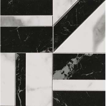 Керамогранит FAP Ceramiche Roma Gold Deco Mosaico Carrara Superiore/Nero Elegante