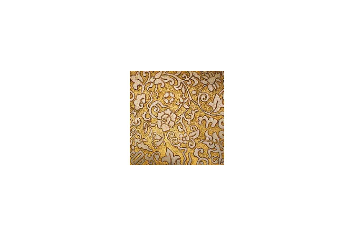 Мрамор Petra Antiqua Lacche 1 Bloom Fondo Oro - Decoro Travertino Chiaro 30,5 X 30,5