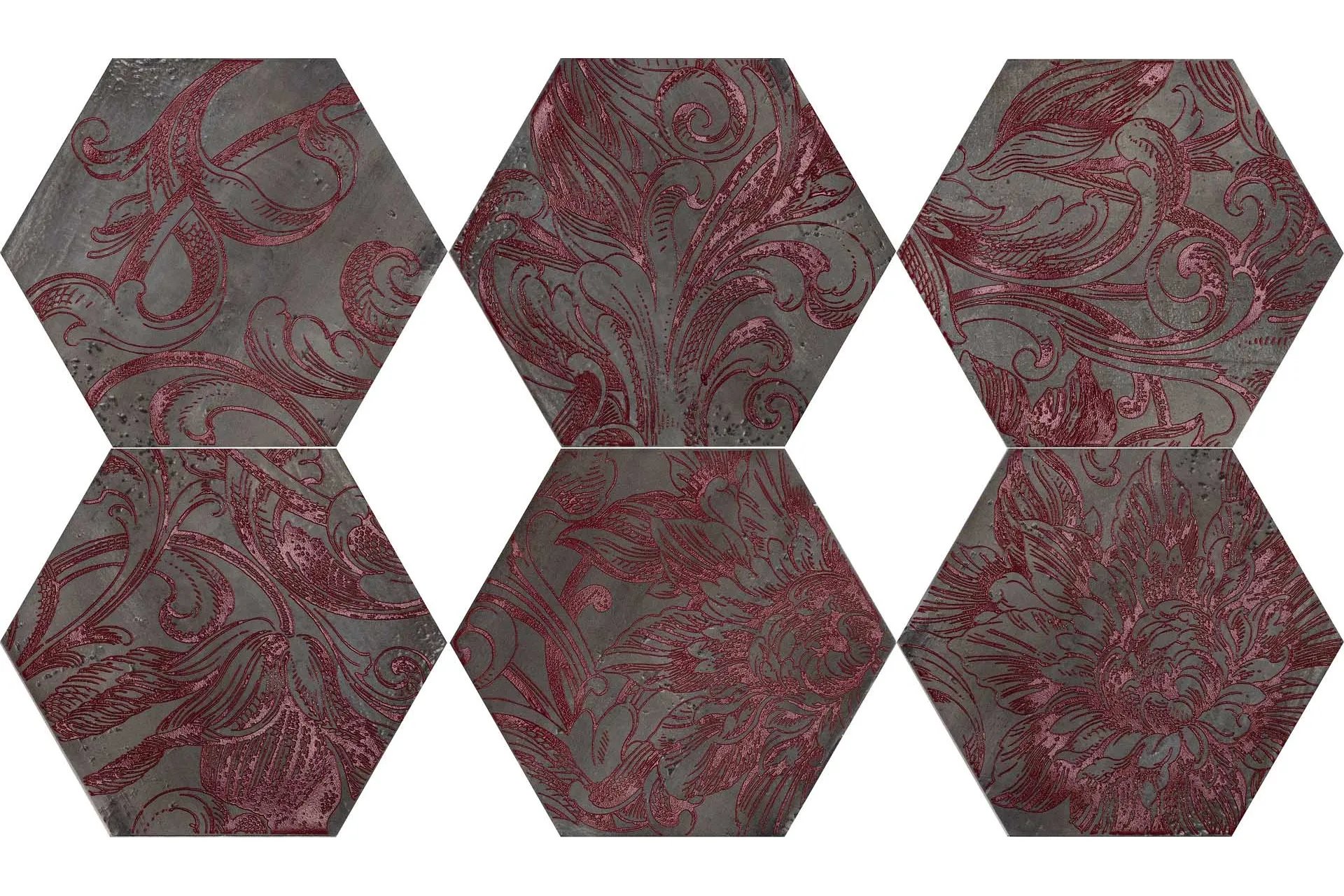 Керамогранит Cir Serenissima Fuoritono Esagona Fuoridamasco Rosso S/6