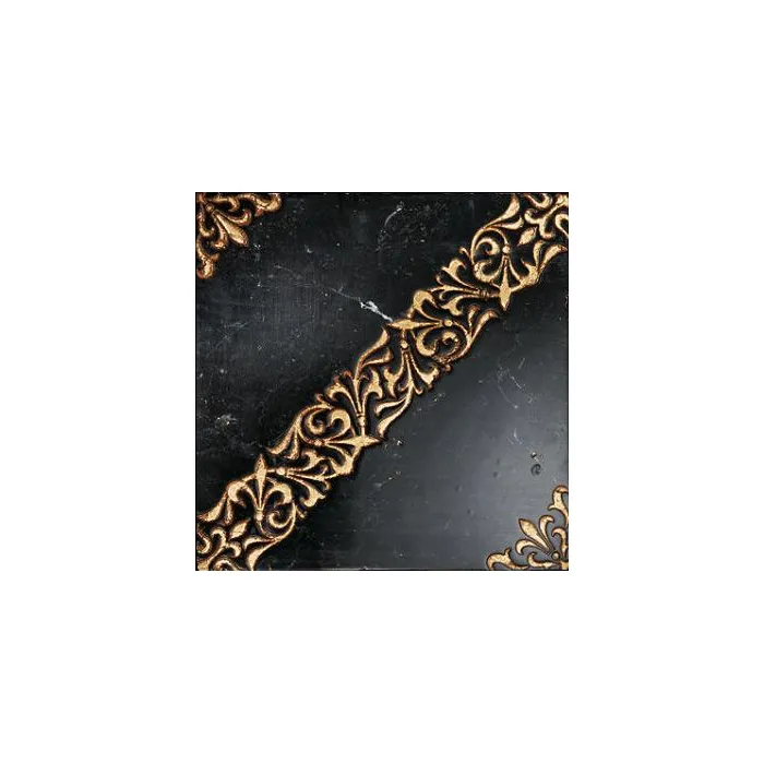 Мрамор Petra Antiqua Lacche 1 SCROLL Fondo Nero Marquinia - Decoro Oro  30,5 x 30,5