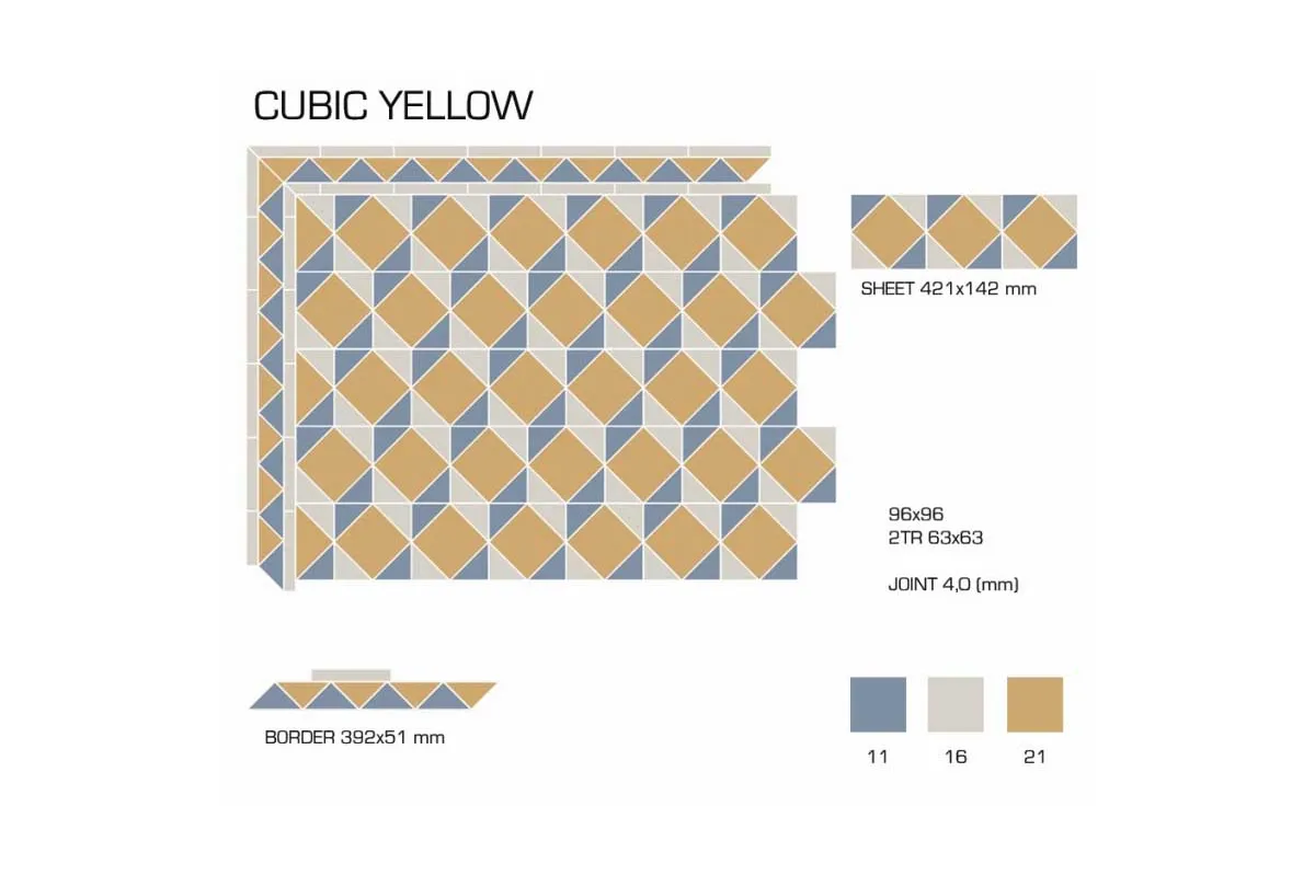 Керамогранит TopCer Victorian Designs Cubic Yellow