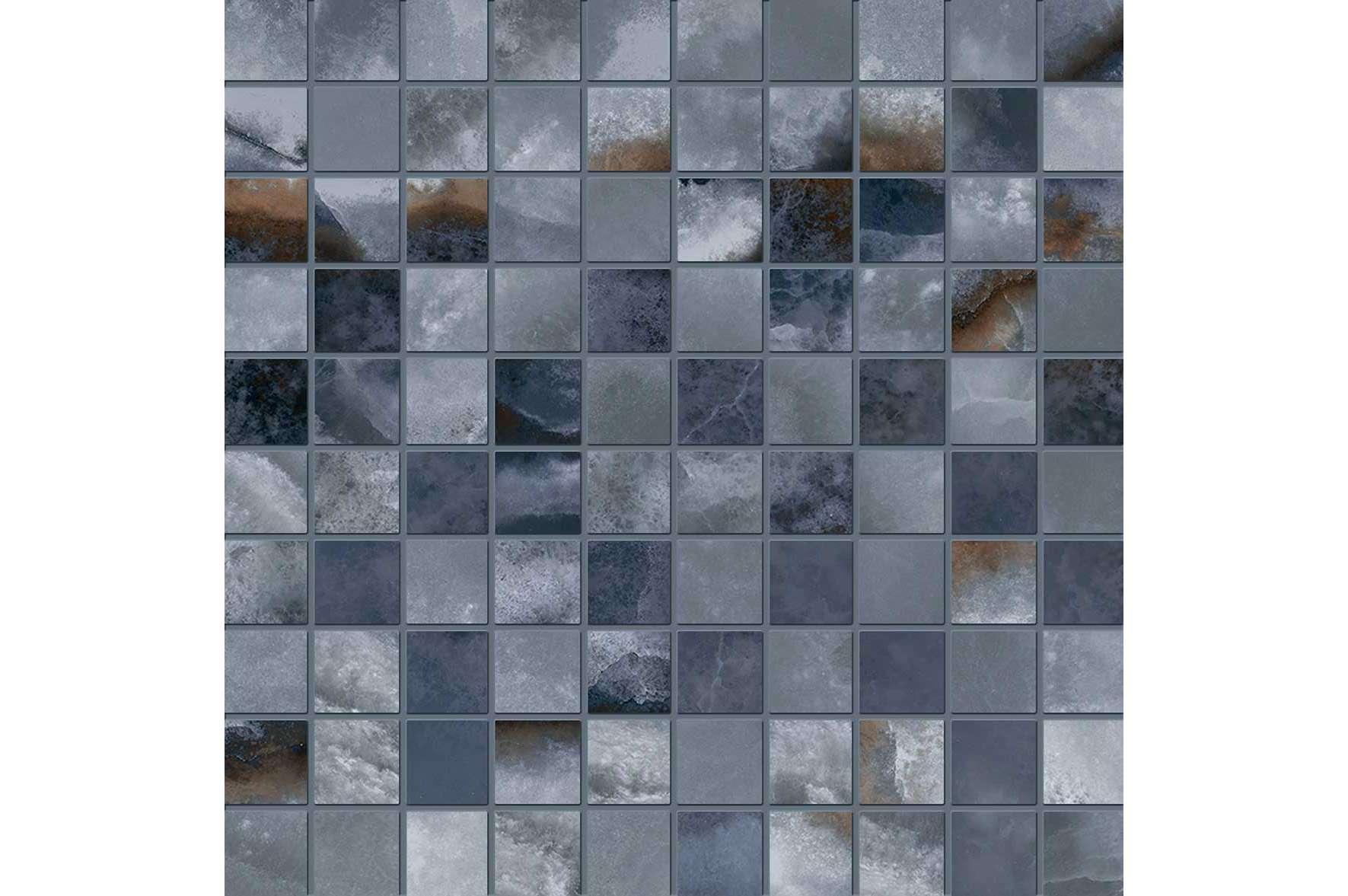 Керамогранит Emil Ceramica Tele Di Marmo Onyx Onix Blue Mosaico 3X3
