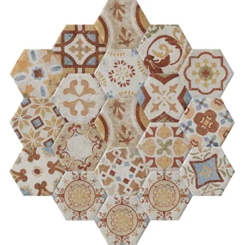 Керамогранит Cir Serenissima Cotto Del Campiano Terre Emiliane Mix Esagona 24 Soggetti