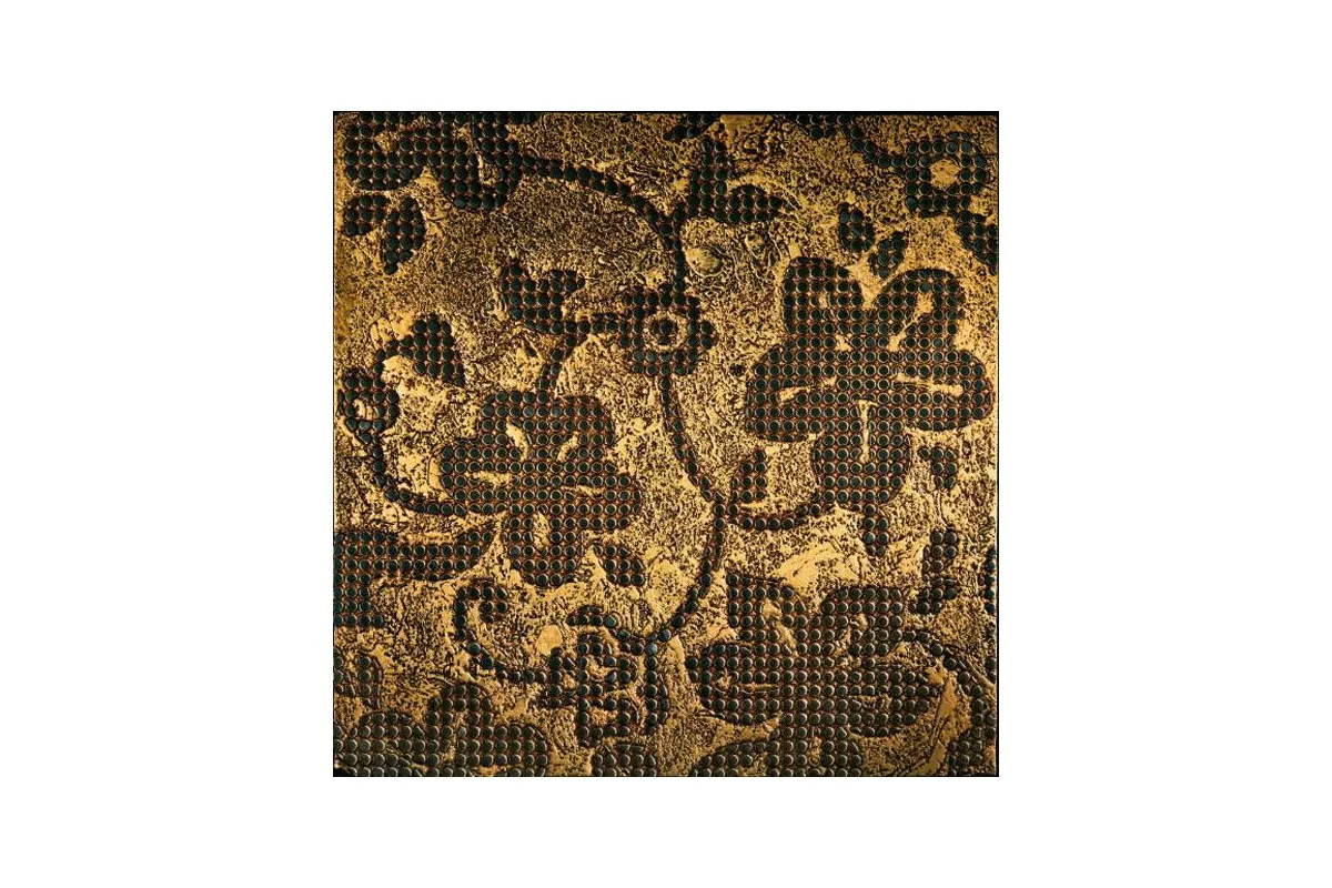 Мрамор Petra Antiqua Lacche 2 Cork Fondo Oro Decoro Nero Marquinia 30,5 X 30,5