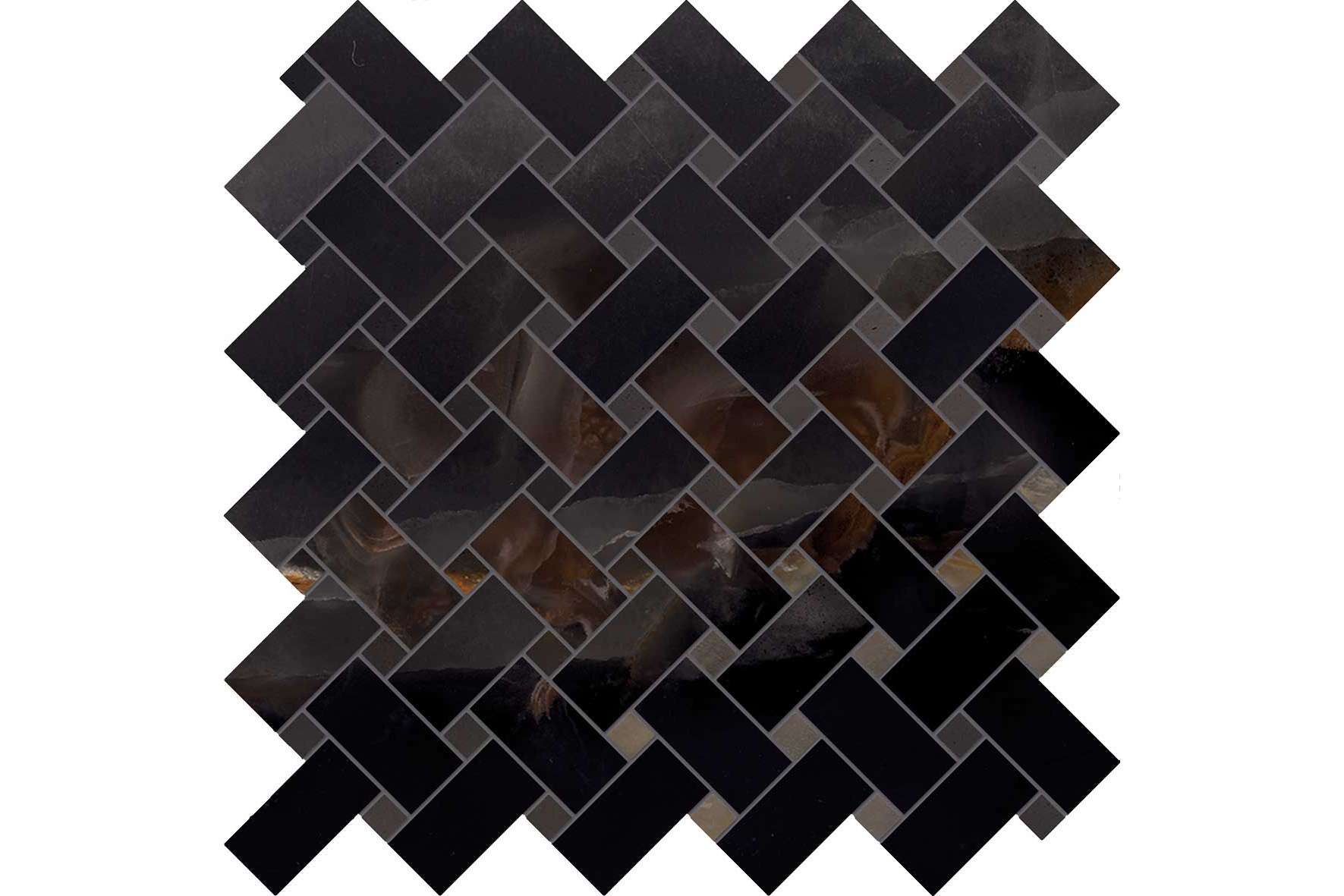 Керамогранит Emil Ceramica Tele Di Marmo Onyx Onyx Black Mosaico Intrecci