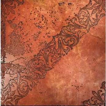 Мрамор Petra Antiqua Lacche 1 SCROLL Fondo Travertino Rosso - Decoro Naturale 30,5 x 30,5