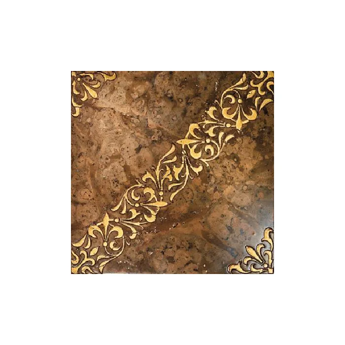 Мрамор Petra Antiqua Lacche 1 SCROLL Fondo Radica - Decoro Oro 30,5 x 30,5
