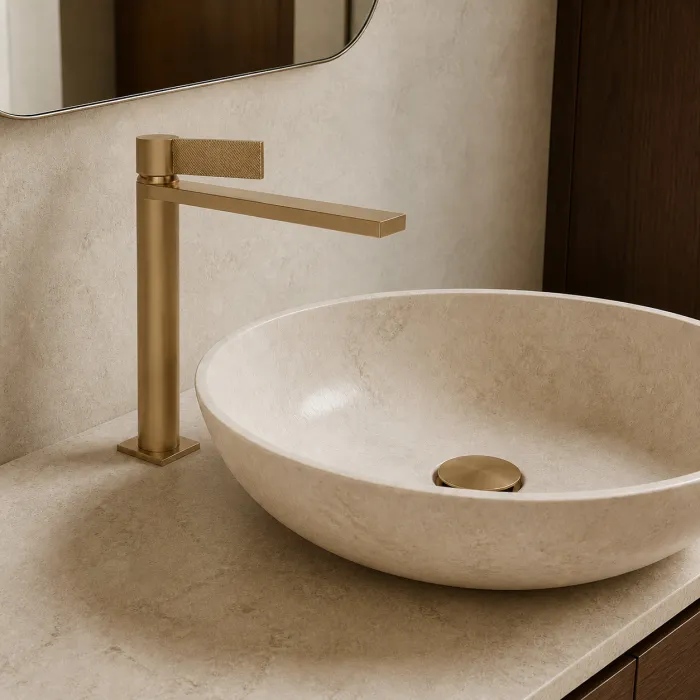 Cантехника Gessi Inverso Diamantato Смеситель для раковины высокий с донным клапаном 