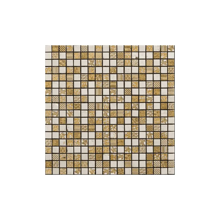 Мрамор Petra Antiqua Acqueforti Mosaics MOSAICO YOKO 1.5х1.5 BIANCONE DORATO