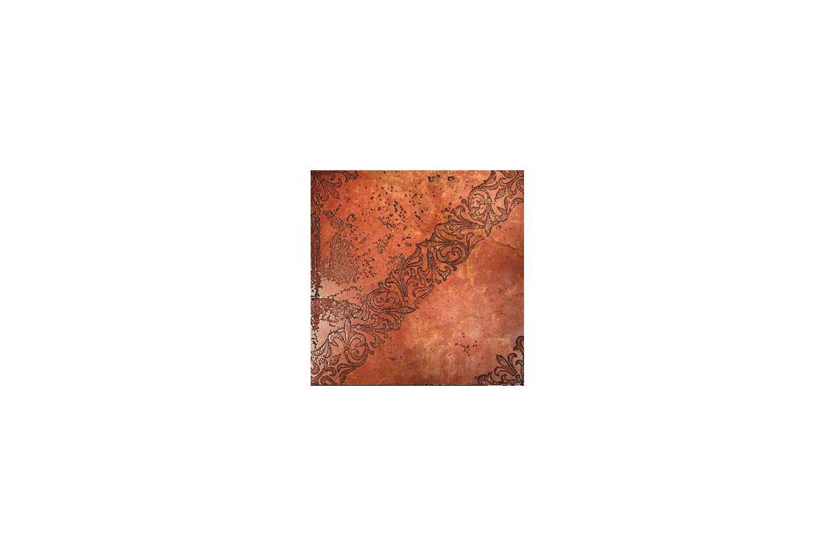 Мрамор Petra Antiqua Lacche 1 Scroll Fondo Travertino Rosso - Decoro Naturale 30,5 X 30,5