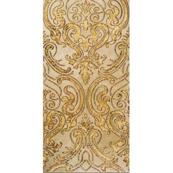 Мрамор Petra Antiqua Lacche 1 SHIRAZ 2 Fondo Travertino Chiaro - Decoro Oro 30,5 x 60