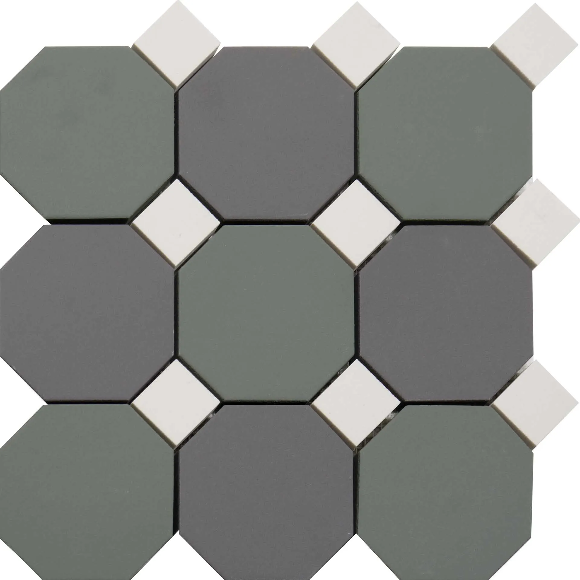 Керамогранит CE.SI. Full Body Ottagono 10x10 su Rete 5pz CHIARO-GIADA-NICKEL toz.3.5x3.5 FLUORO