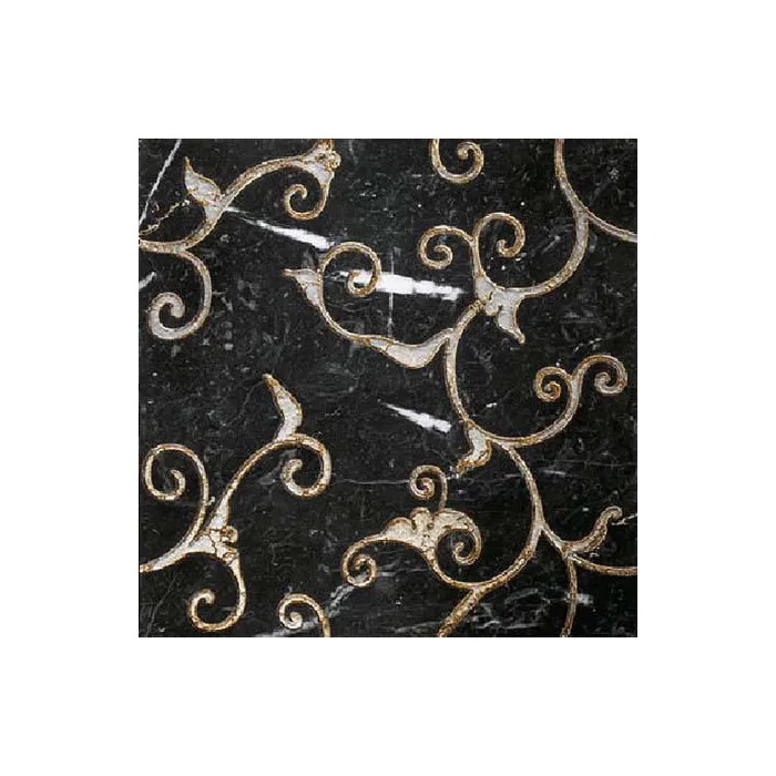 Мрамор Petra Antiqua Lacche 1 DAMASCO 2 Fondo Nero Marquinia - Decoro Argento 30,5 x 30,5