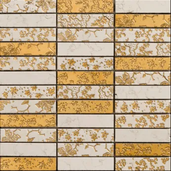 Мрамор Petra Antiqua Acqueforti Mosaics MOSAICO BASSAI 2.5х10 NEW BIANCONE DORATO