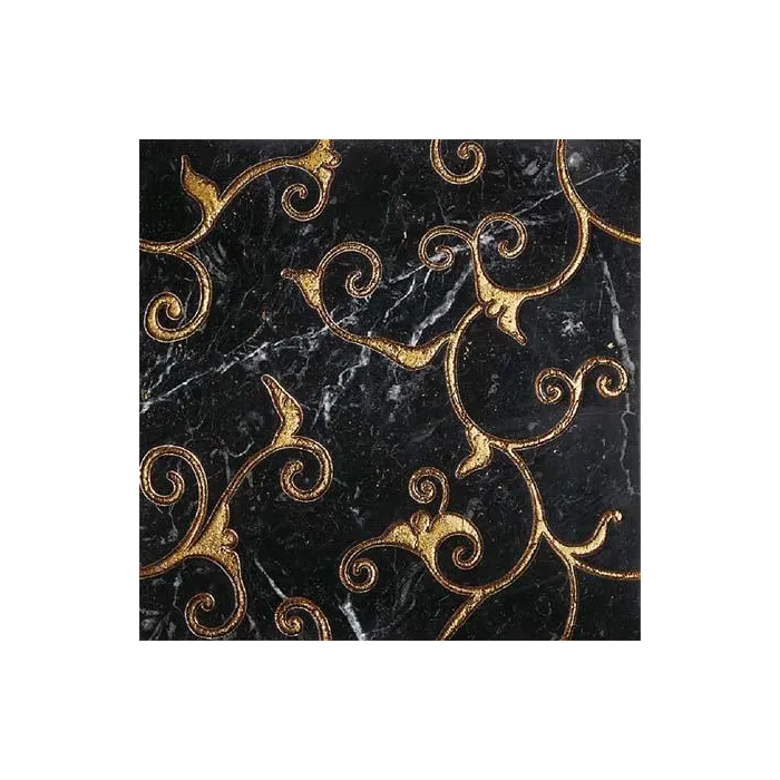 Мрамор Petra Antiqua Lacche 1 DAMASCO 2 Fondo Biancone - Decoro Oro 30,5 x 30,5