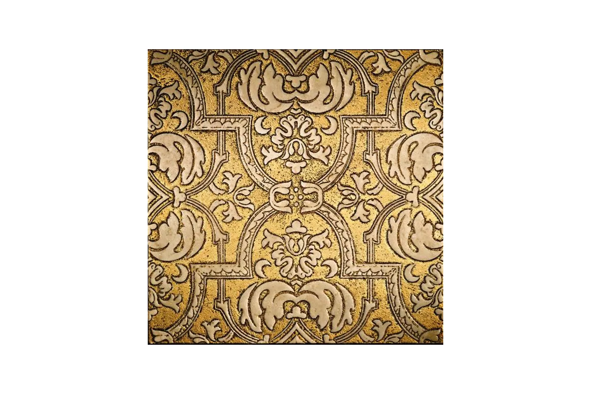 Мрамор Petra Antiqua Lacche 2 Glamour 1 Fondo Oro Decoro Travertino Chiaro  30,5 X 30,5
