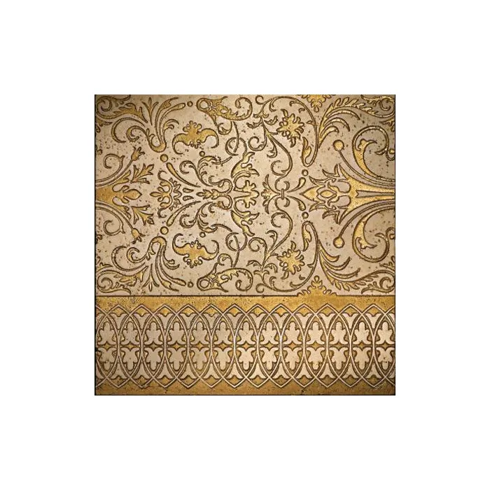 Мрамор Petra Antiqua Lacche 2 CAMELOT  Fondo Biancone - Decoro Oro  30,5 x 30,5