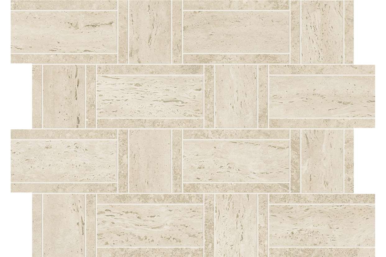 Керамогранит Atlas Concorde Marvel Travertine Pearl Mosaico Basketweave