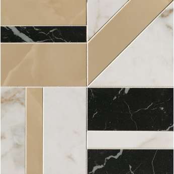 Керамогранит FAP Ceramiche Roma Gold Deco Mosaico Calacatta Delicato/Onice Miele/Nero Elegante