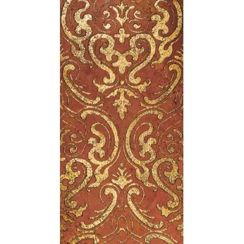 Мрамор Petra Antiqua Lacche 1 SHIRAZ 2 Fondo Travertino Rosso - Decoro Oro 30,5 x 60