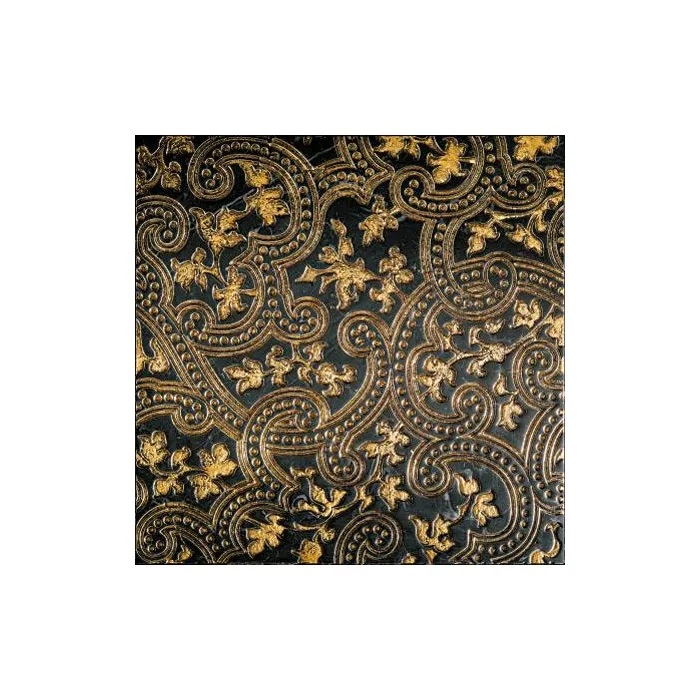 Мрамор Petra Antiqua Lacche 2 CASHMERE Fondo Nero Marquinia Decoro Oro  30,5 x 30,5