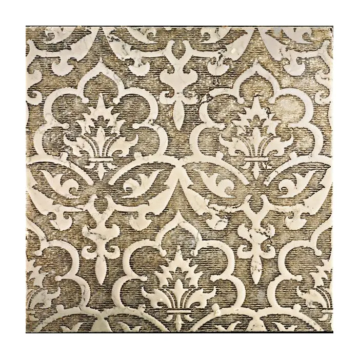 Мрамор Petra Antiqua Lacche 2 REGENT Fondo Argento Decoro Biancone  30,5 x 30,5
