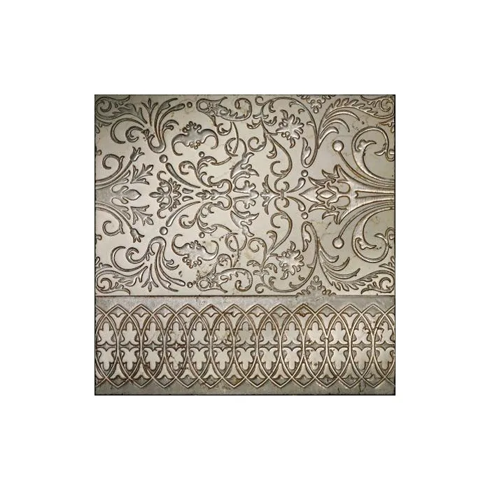 Мрамор Petra Antiqua Lacche 2 CAMELOT  Fondo Biancone - Decoro Argento  30,5 x 30,5