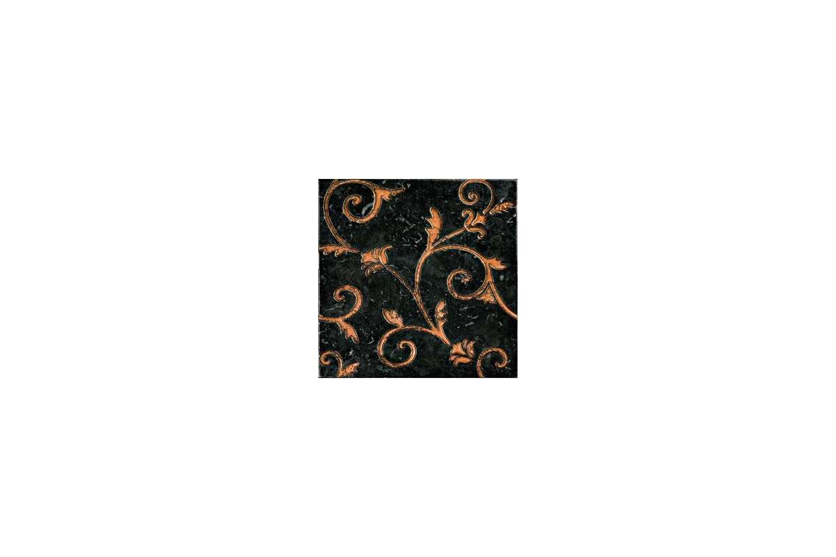 Мрамор Petra Antiqua Lacche 2 Flower Fondo Nero Marquinia - Decoro Rame 30,5 X 30,5
