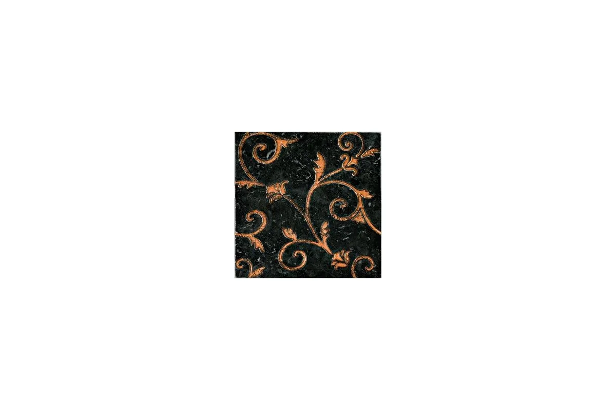 Мрамор Petra Antiqua Lacche 2 Flower Fondo Nero Marquinia - Decoro Rame 30,5 X 30,5