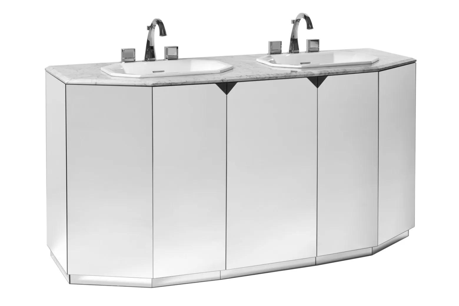 Originali Interni Italiani FANTASMA BASE PORTA LAVABO DOPPIO 165x60x85h, 2 ANTE E CASSETTONE
