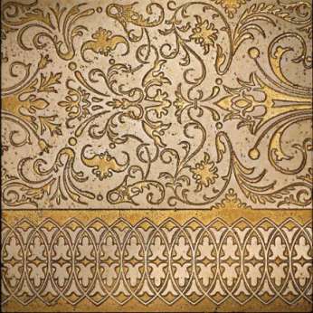 Мрамор Petra Antiqua Lacche 2 CAMELOT  Fondo Biancone - Decoro Oro  30,5 x 30,5