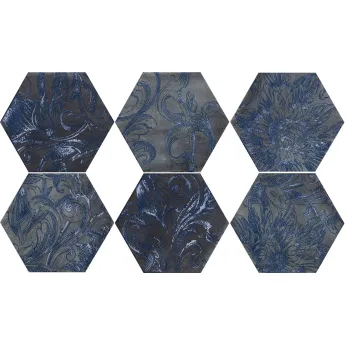 Керамогранит Cir Serenissima Fuoritono Esagona Fuoridamasco Blu S/6