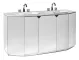 BASE PORTA LAVABO DOPPIO 165x60x85h, 2 ANTE E CASSETTONE