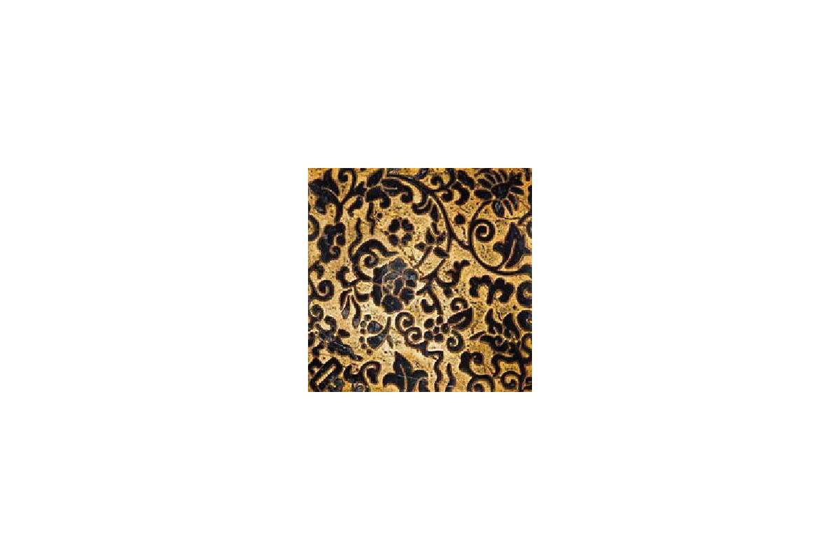 Мрамор Petra Antiqua Lacche 1 Bloom Fondo Oro - Decoro Nero Marquinia 30,5 X 30,5