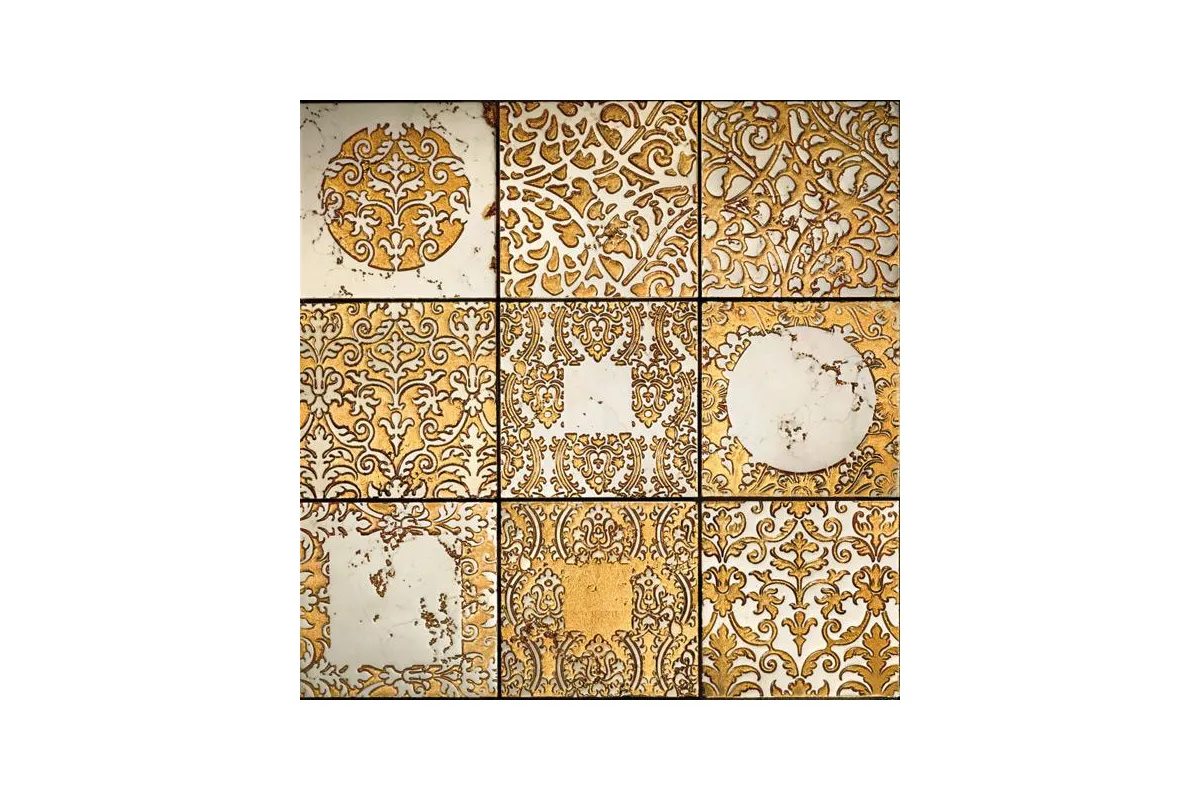 Мрамор Petra Antiqua Lacche 2 Venus Patch Fondo Biancone Decoro Oro  10 X 10