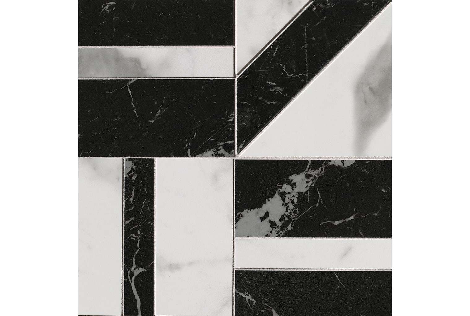 Керамогранит FAP Ceramiche Roma Gold Deco Mosaico Carrara Superiore/Nero Elegante