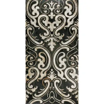 Мрамор Petra Antiqua Lacche 1 SHIRAZ 2 Fondo Nero Marquinia - Decoro Argento 30,5 x 60