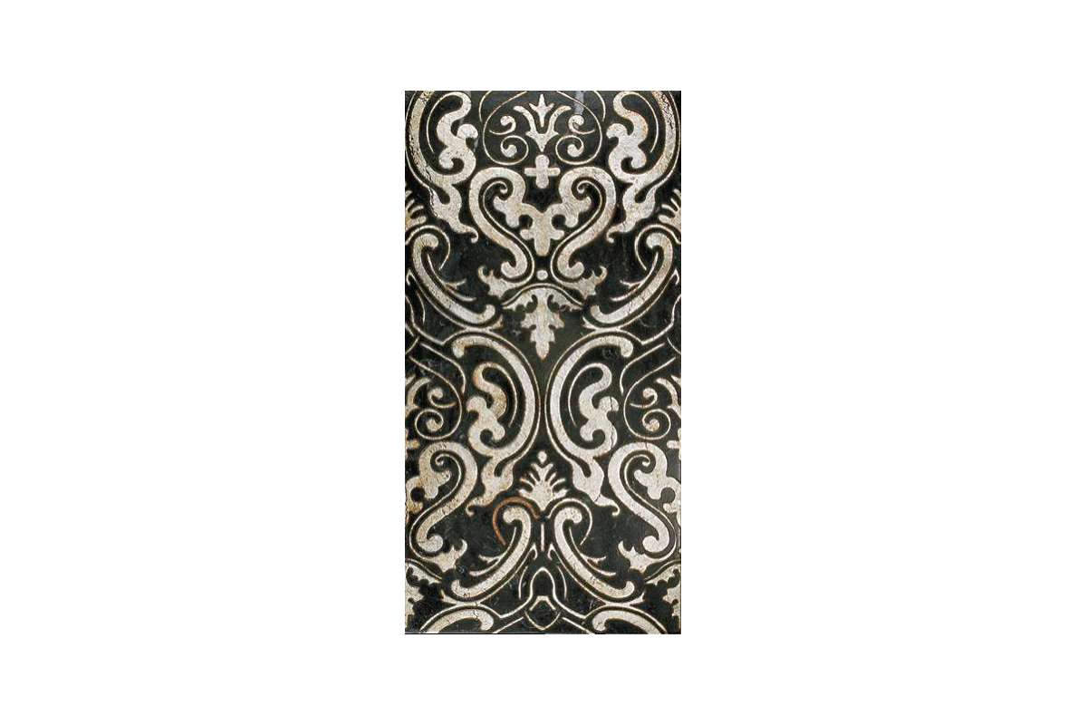 Мрамор Petra Antiqua Lacche 1 Shiraz 2 Fondo Nero Marquinia - Decoro Argento 30,5 X 60