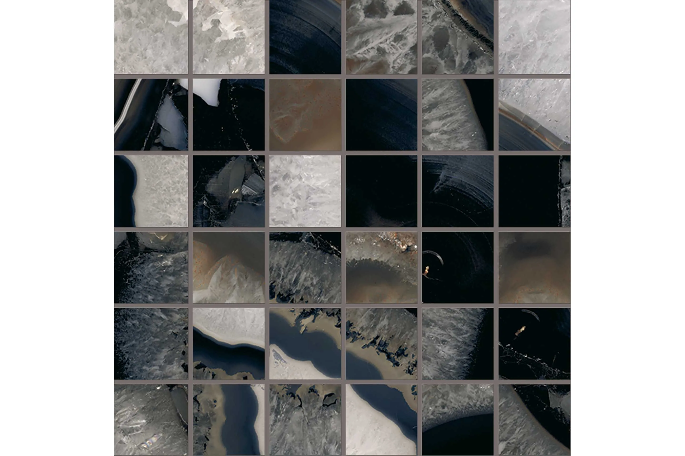 Керамогранит Emil Ceramica Tele Di Marmo Precious Mosaico 5X5 Agate Black