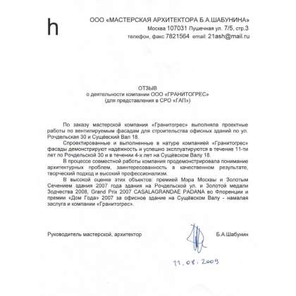Мастерская архитектора Б.А. Шабунина