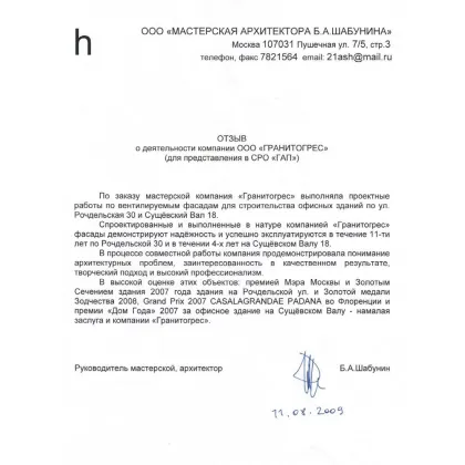 Мастерская архитектора Б.А. Шабунина