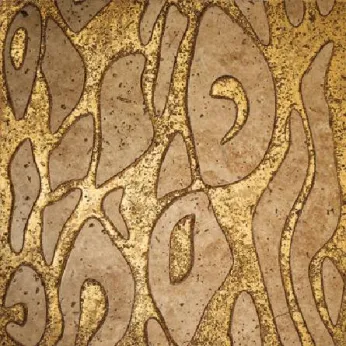 Мрамор Petra Antiqua Lacche 1 BATIK Fondo Oro - Decoro Travertino Noce 30,5 x 30,5
