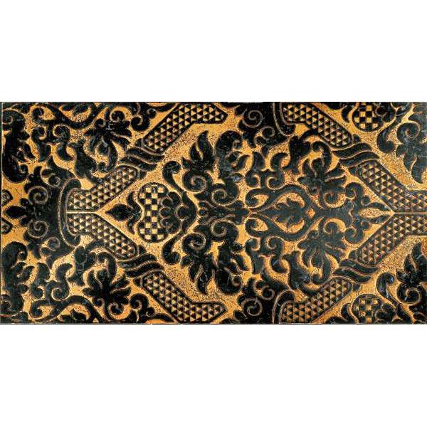 Petra Antiqua - Lacche 2 - <b>SHINY Fondo Oro - Decoro Nero Marquinia  30,5 x 60</b>