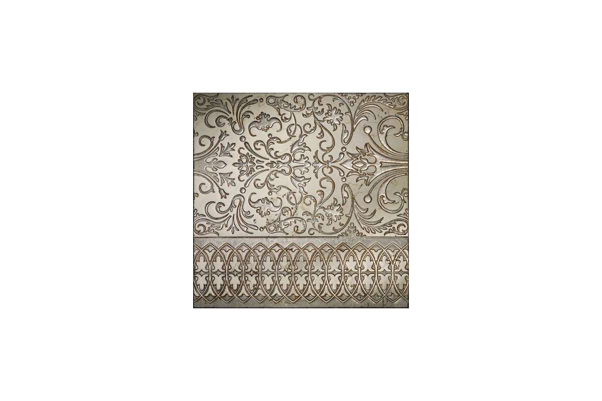 Мрамор Petra Antiqua Lacche 2 Camelot  Fondo Biancone - Decoro Argento  30,5 X 30,5