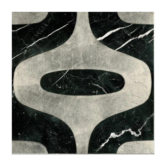 Мрамор Petra Antiqua Lacche 2 HALLEY Fondo Nero Marquinia   Decoro Argento 60 x 60