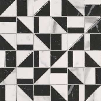 Керамогранит FAP Ceramiche Roma Gold Mosaico Slash Carrara Superiore/Nero Elegante