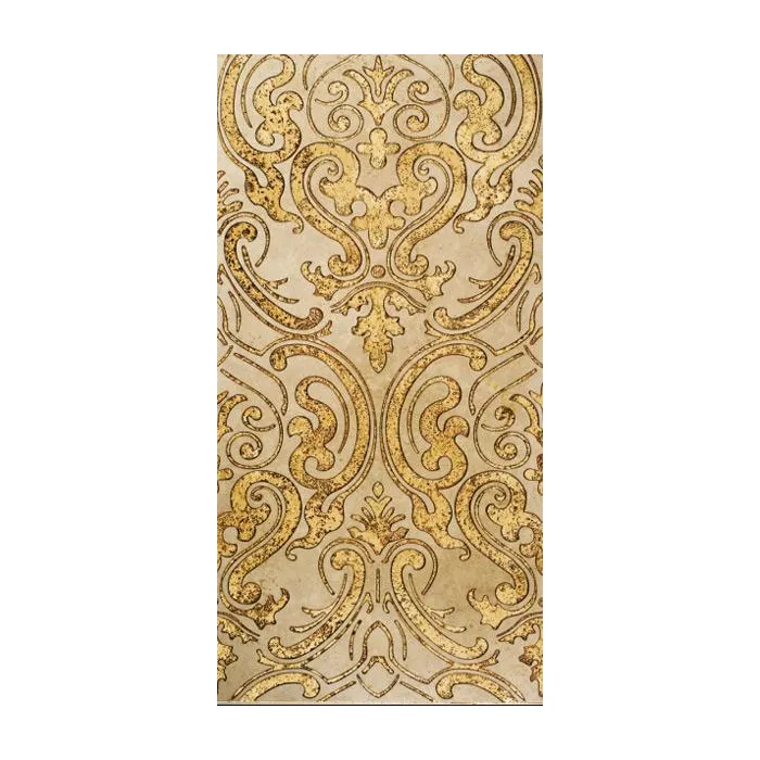 Мрамор Petra Antiqua Lacche 1 SHIRAZ 2 Fondo Travertino Chiaro - Decoro Oro 30,5 x 60