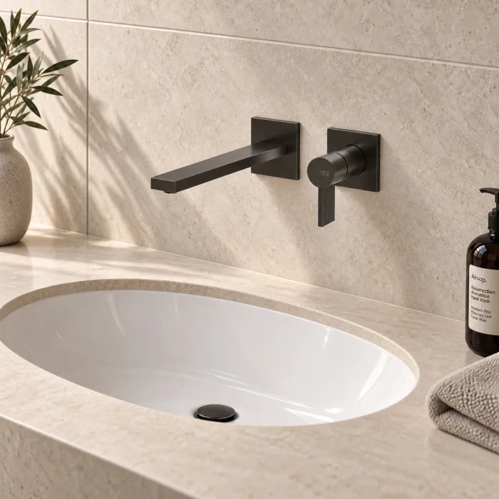 Cантехника Gessi Inverso Rigato Внешняя часть настенного смесителя для раковины